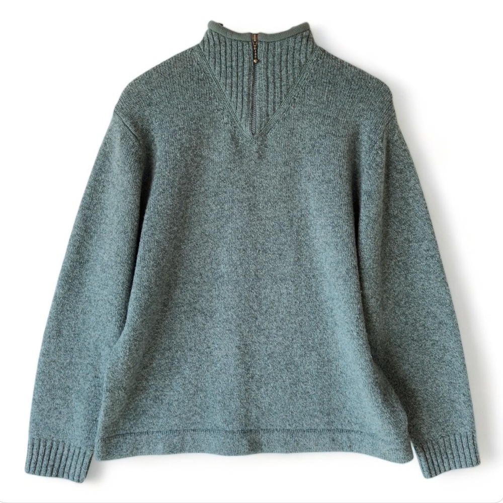 Woolrich Women’s 100% Wool 1/4 Zip Pullover Sweater Teal Blue XL